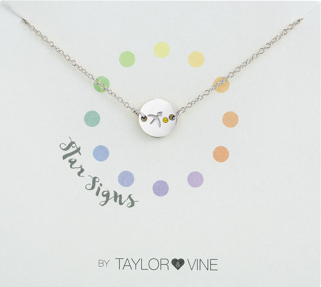 Taylor and Vine Star Signs Sagittarius Silver Bracelet with Birth Stone