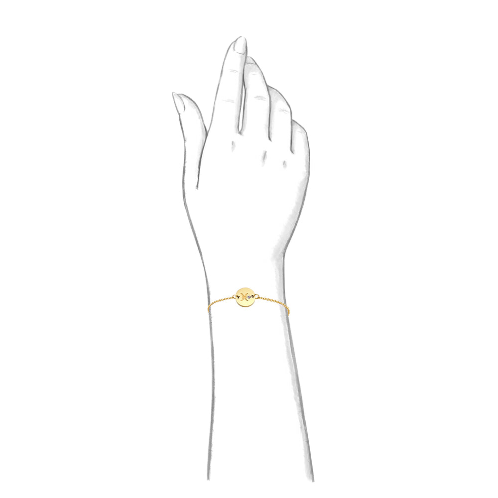 Taylor and Vine Star Signs Pisces Gold Bracelet with Birth Stone 1