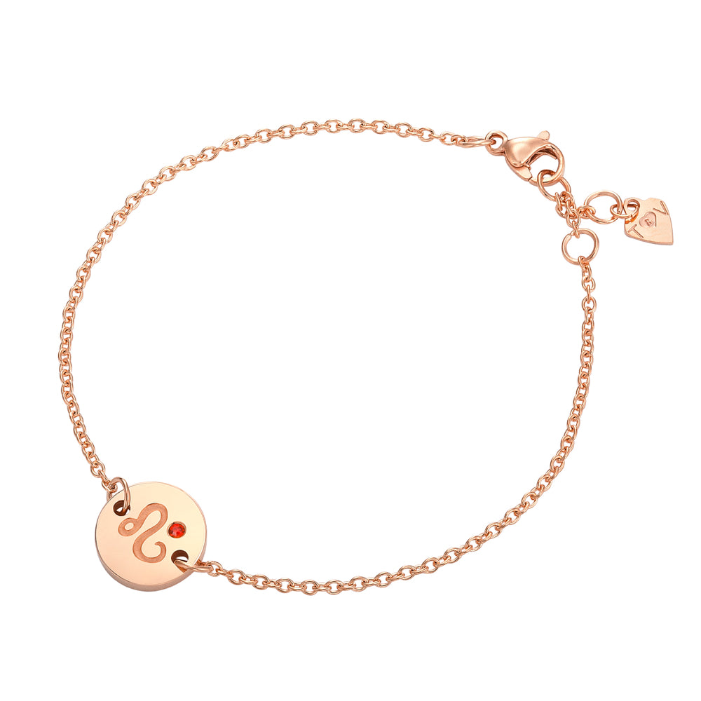 Taylor and Vine Star Signs Leo Rose Gold Bracelet with Birth Stone 1