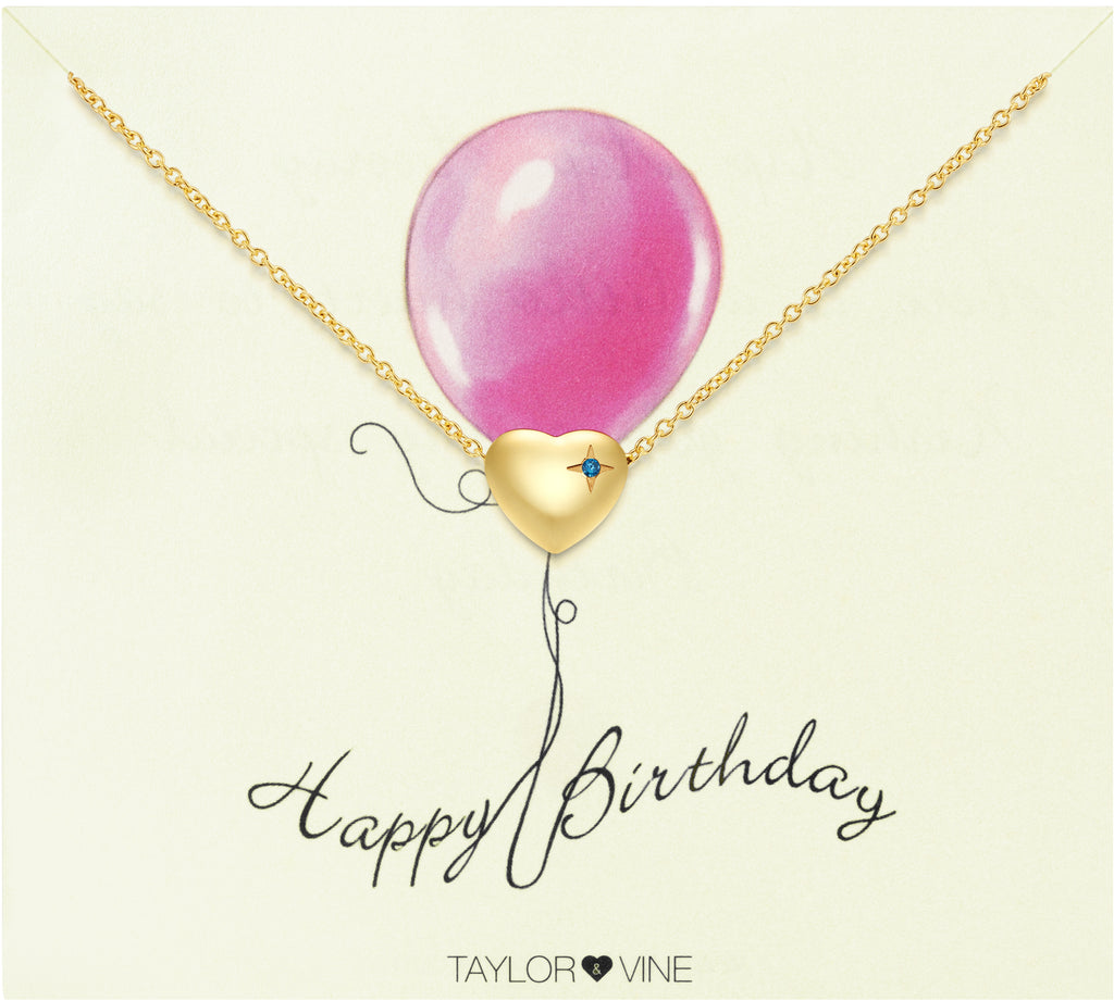 Taylor and Vine Gold Heart Pendant Bracelet Engraved Happy Birthday 