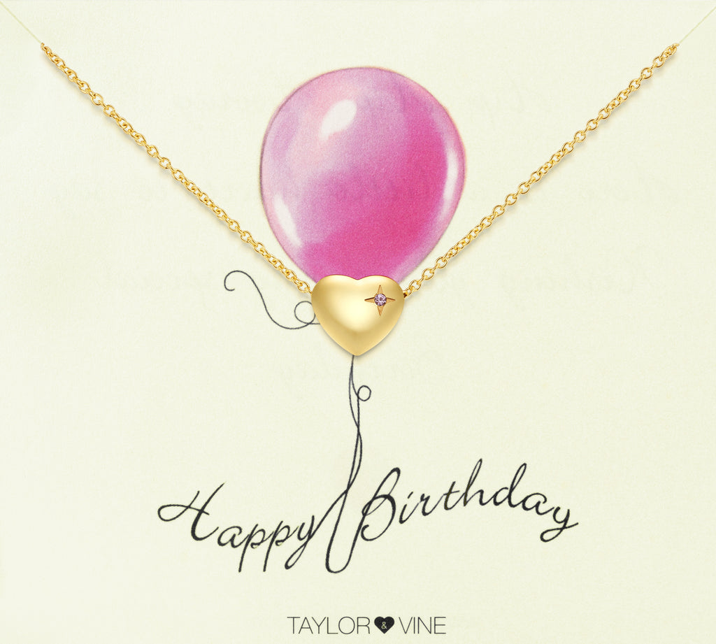 Taylor and Vine Gold Heart Pendant Bracelet Engraved Happy Birthday 9