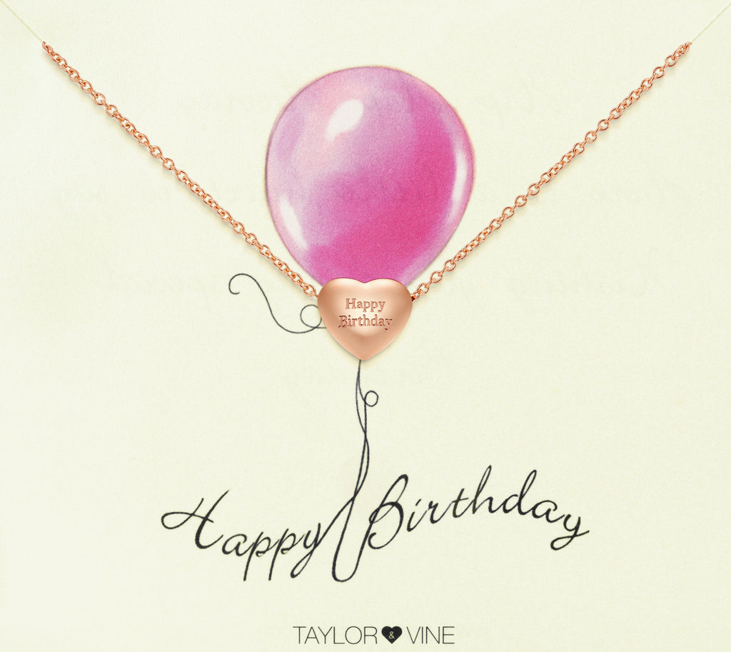Taylor and Vine Rose Gold Heart Pendant Bracelet Engraved Happy Birthday 8