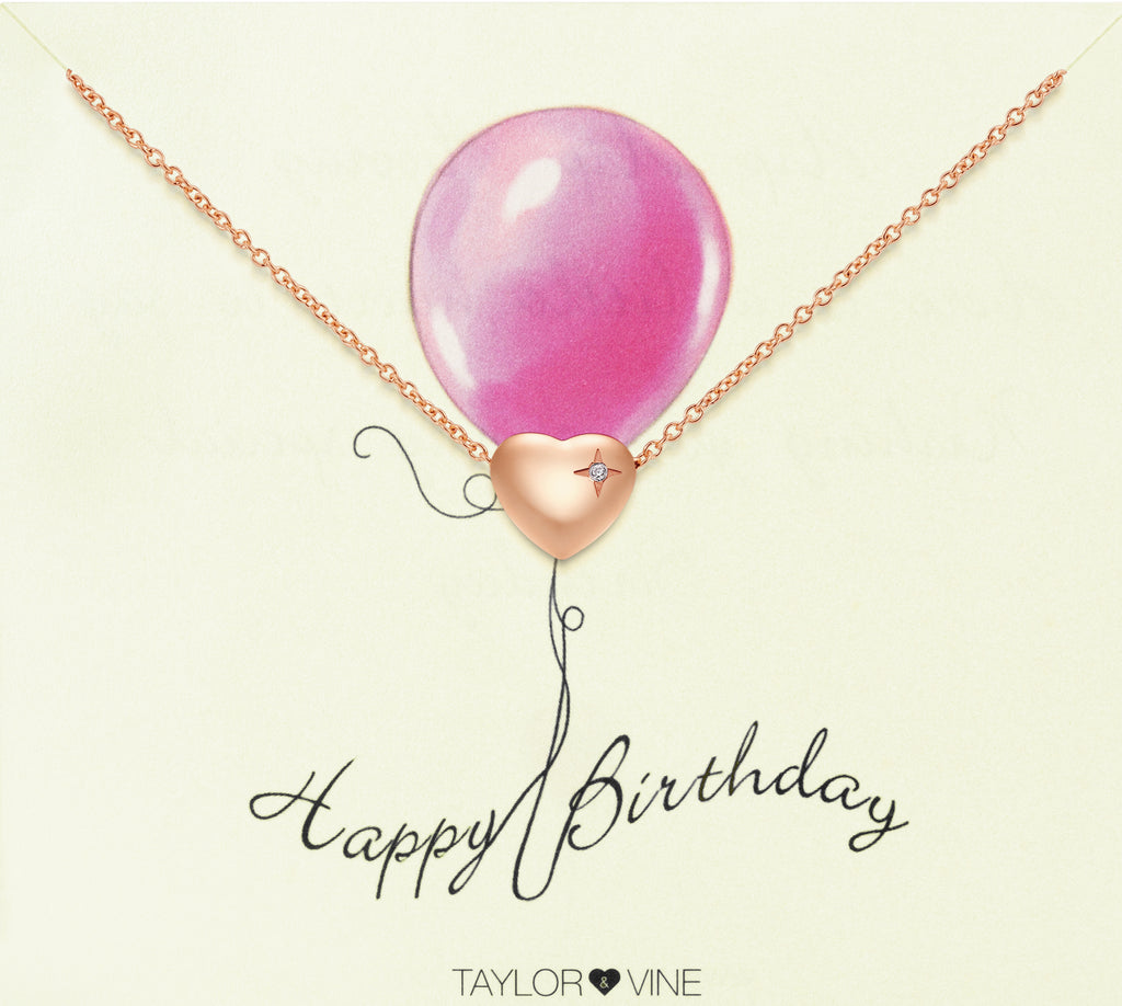 Taylor and Vine Rose Gold Heart Pendant Bracelet Engraved Happy Birthday 15