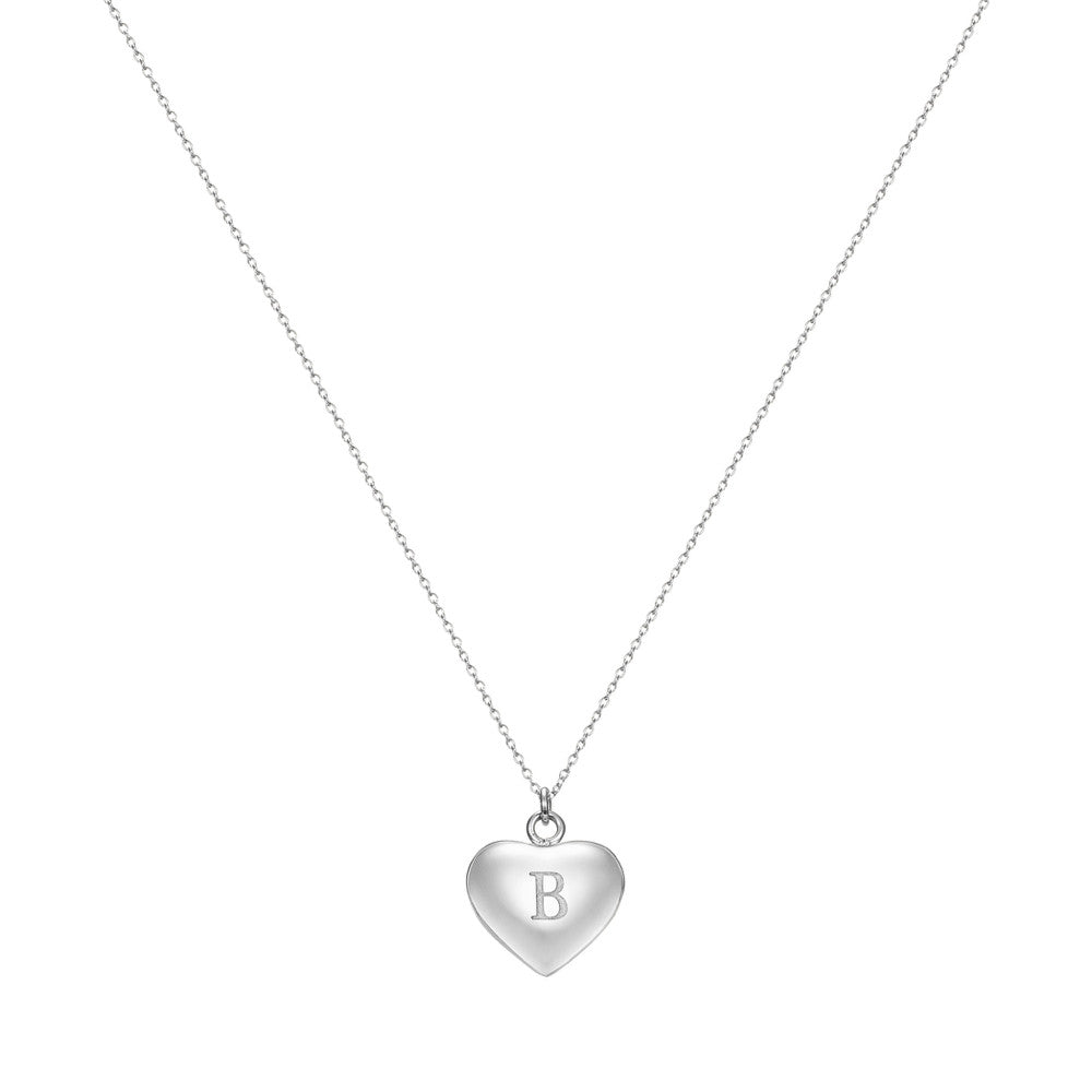 Taylor and Vine Love Letter B Heart Pendant Silver Necklace Engraved I Love You  1