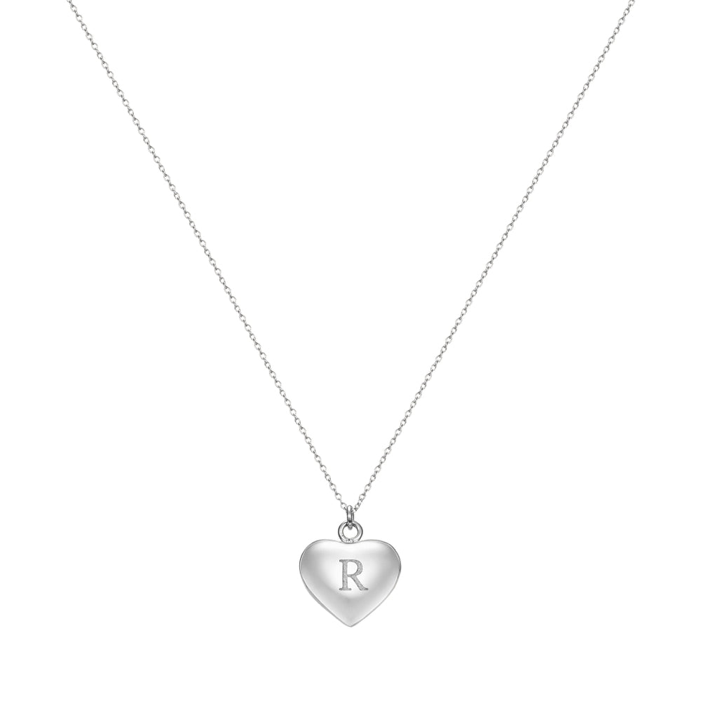 Taylor and Vine Love Letter R Heart Pendant Silver Necklace Engraved I Love You 1