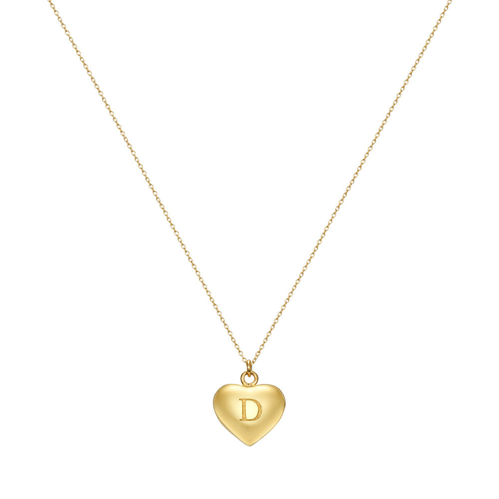Taylor and Vine Love Letter D Heart Pendant Gold Necklace Engraved I Love You 1