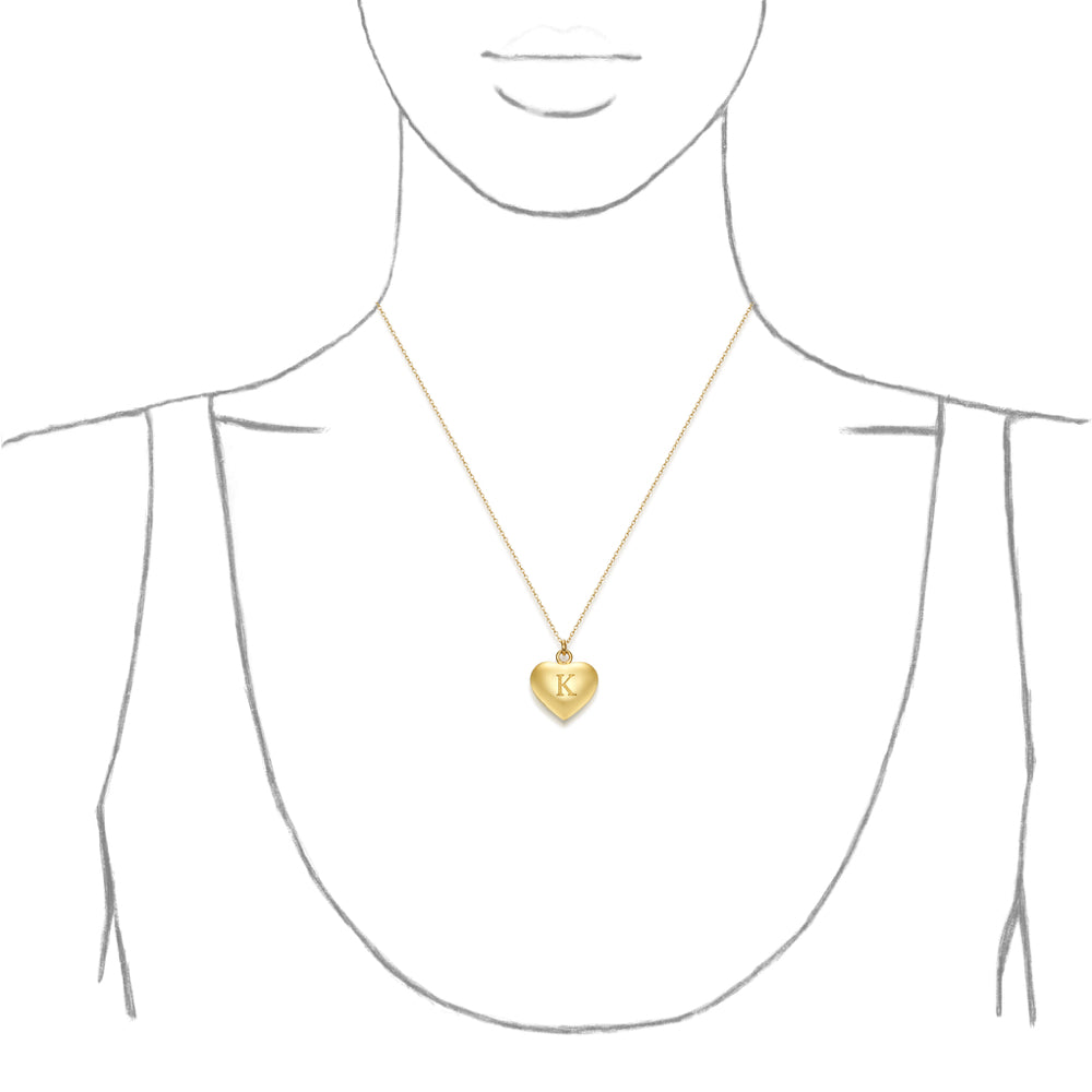Taylor and Vine Love Letter K Heart Pendant Gold Necklace Engraved I Love You 2