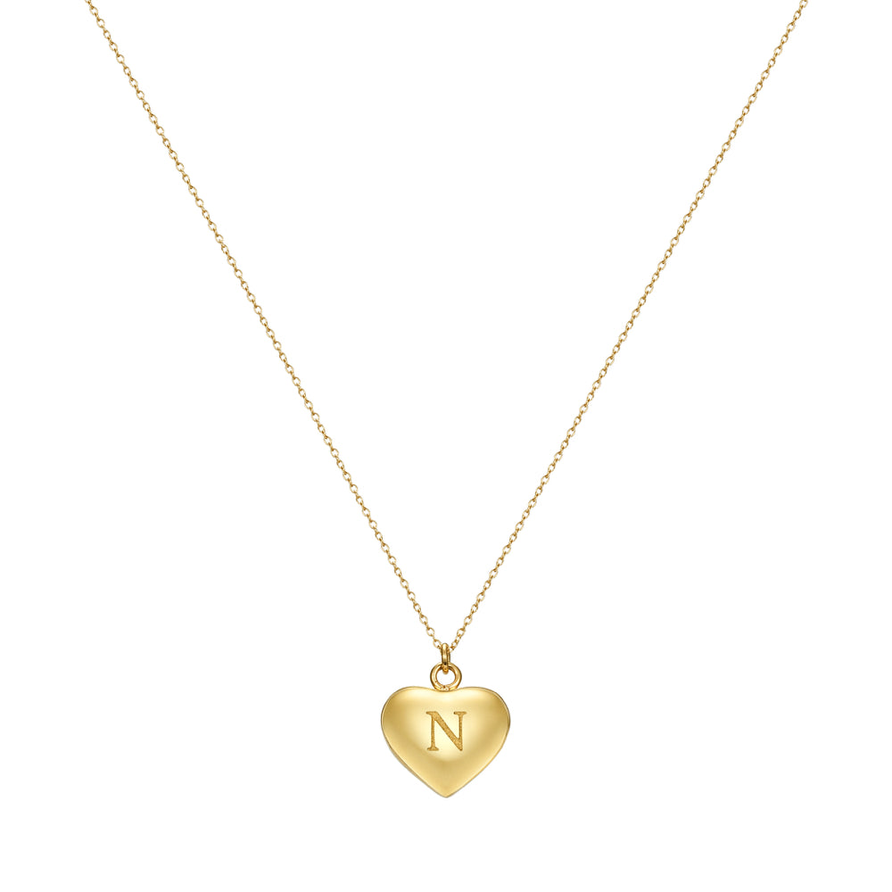 Taylor and Vine Love Letter N Heart Pendant Gold Necklace Engraved I Love You 1