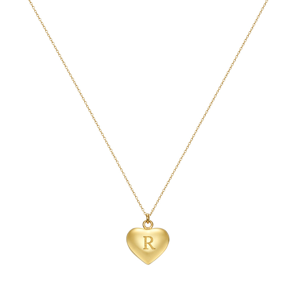 Taylor and Vine Love Letter R Heart Pendant Gold Necklace Engraved I Love You 1