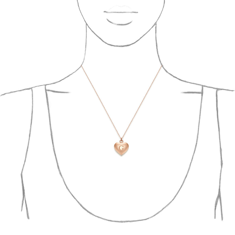 Taylor and Vine Love Letter G Heart Pendant Rose Gold Necklace Engraved I Love You 2