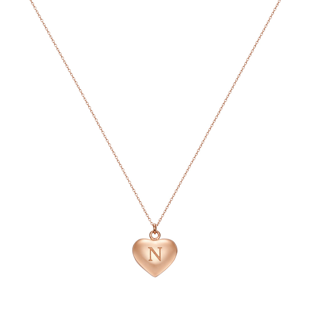 Taylor and Vine Love Letter N Heart Pendant Rose Gold Necklace Engraved I Love You 1