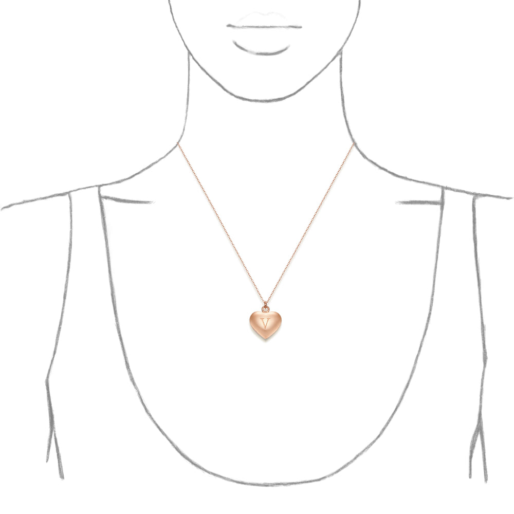 Taylor and Vine Love Letter V Heart Pendant Rose Gold Necklace Engraved I Love You 2