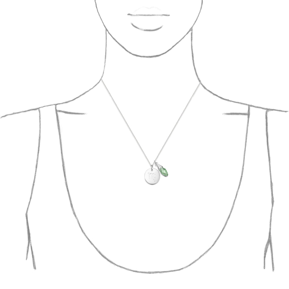 Taylor and Vine Star Signs Virgo Silver Necklace with Birth Stone 2