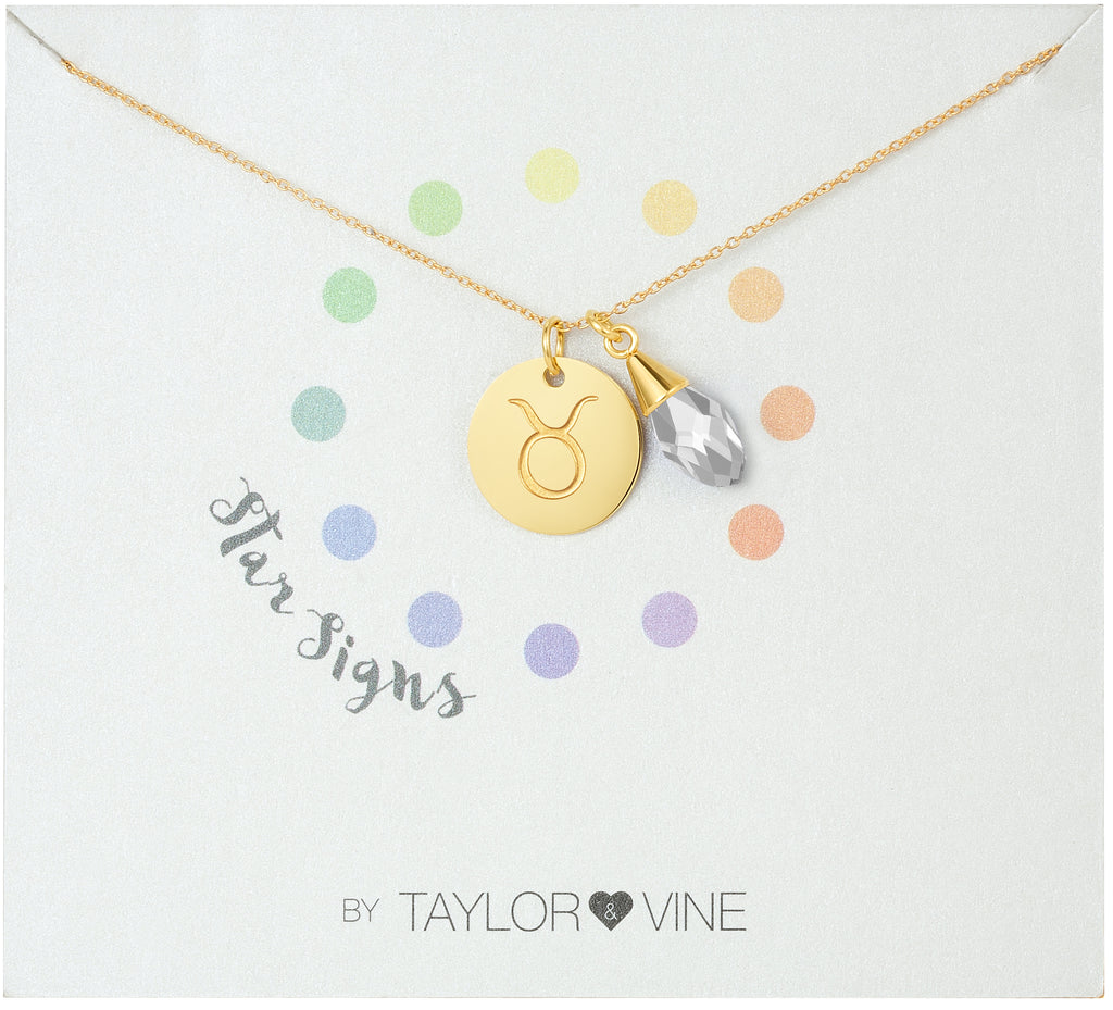 Taylor and Vine Star Signs Taurus Gold Necklace with Birth Stone