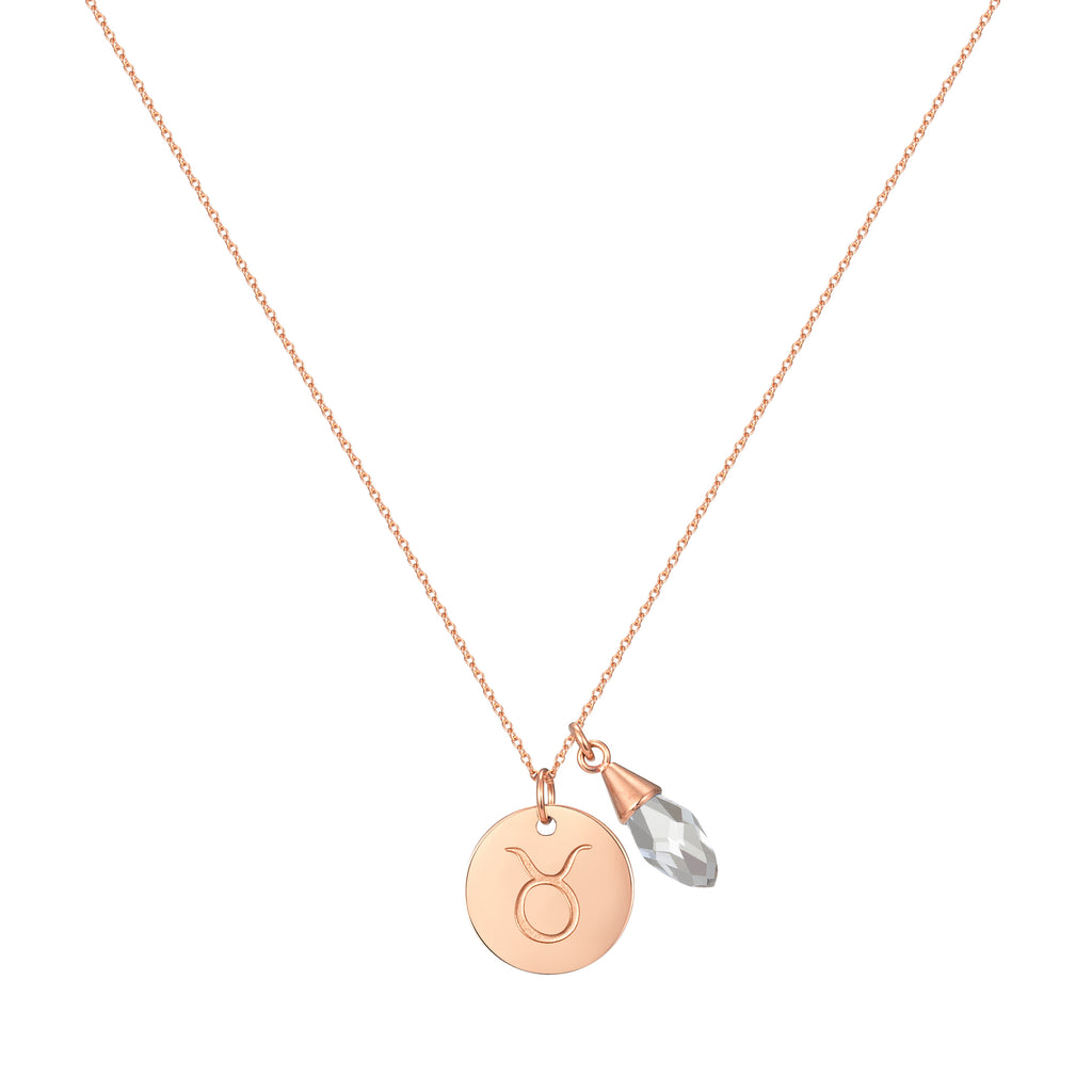 Taylor and Vine Star Signs Taurus Rose Gold Necklace with Birth Stone 1