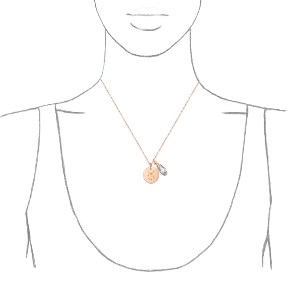 Taylor and Vine Star Signs Taurus Rose Gold Necklace with Birth Stone 2