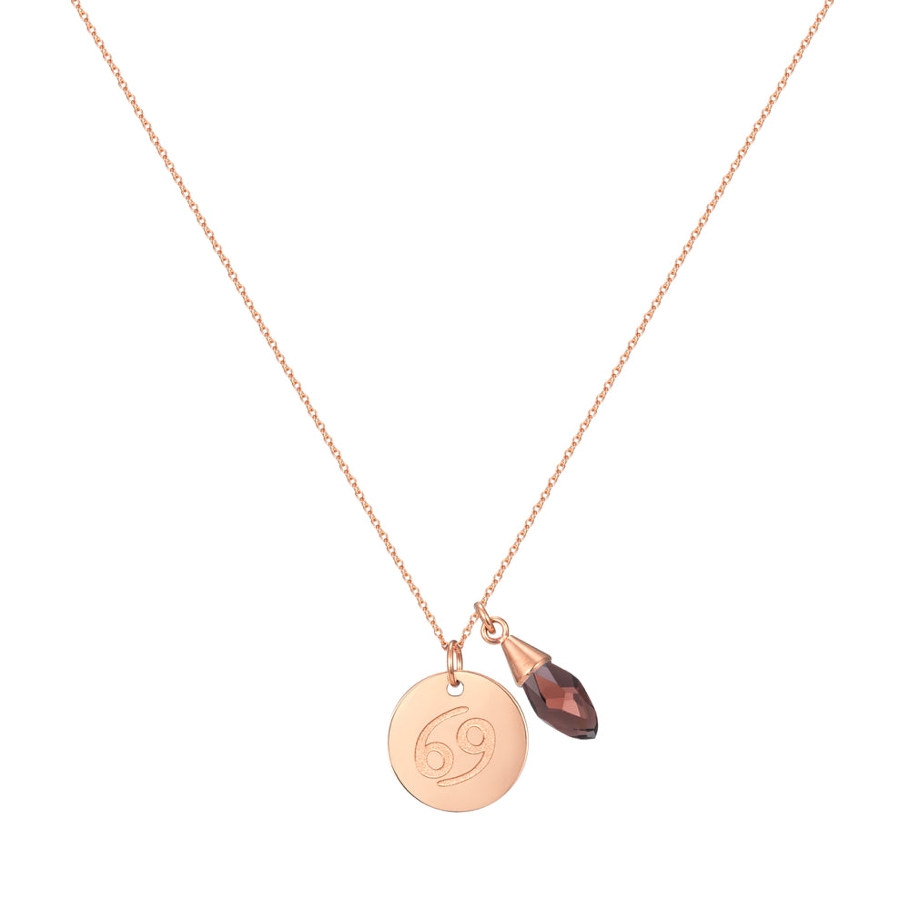 Taylor and Vine Star Signs Cancer Rose Gold Necklace with Birth Stone 1