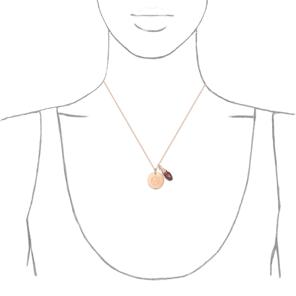 Taylor and Vine Star Signs Cancer Rose Gold Necklace with Birth Stone 2