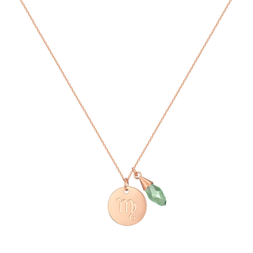 Taylor and Vine Star Signs Virgo Rose Gold Necklace with Birth Stone 1