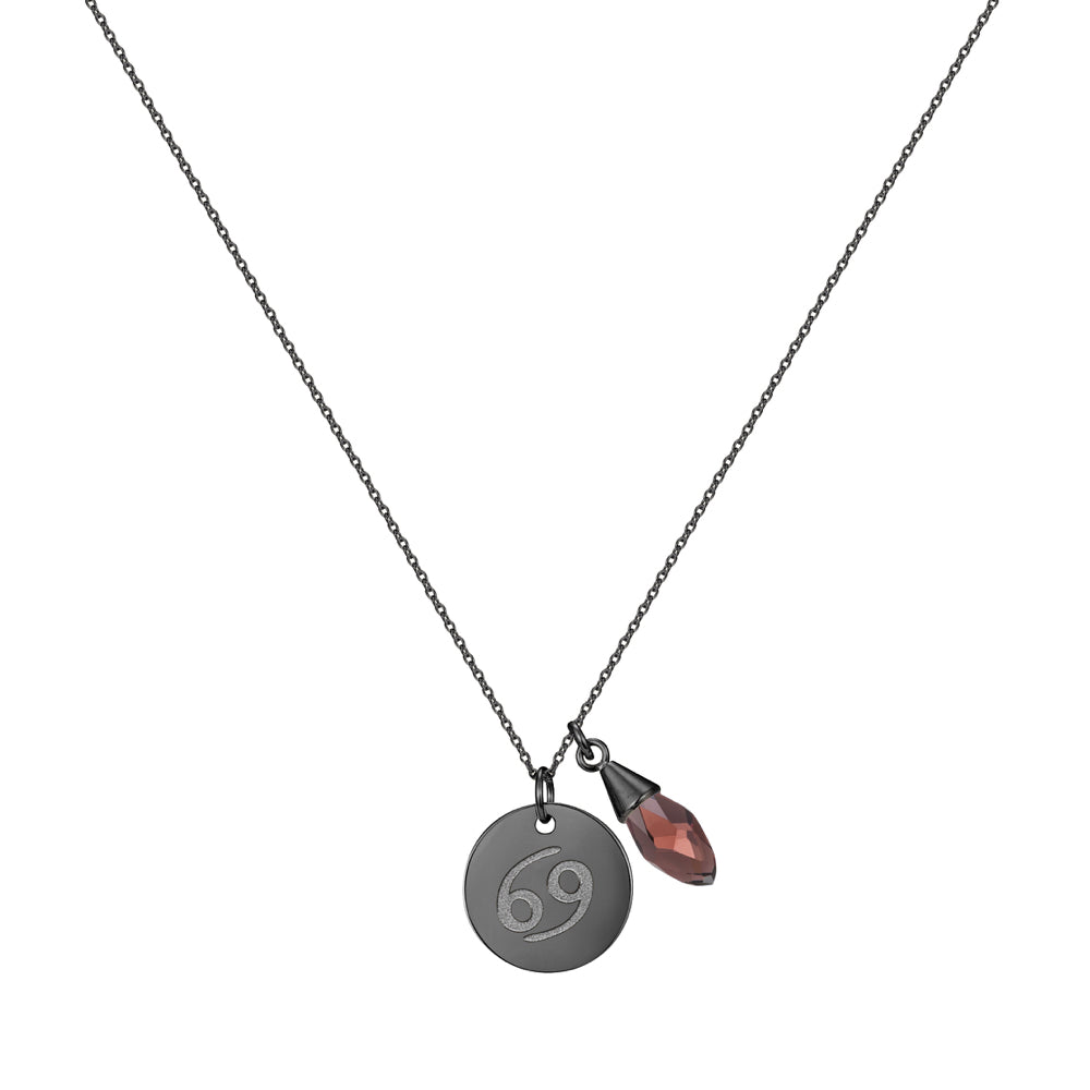 Taylor and Vine Star Signs Cancer Black Necklace with Birth Stone 1