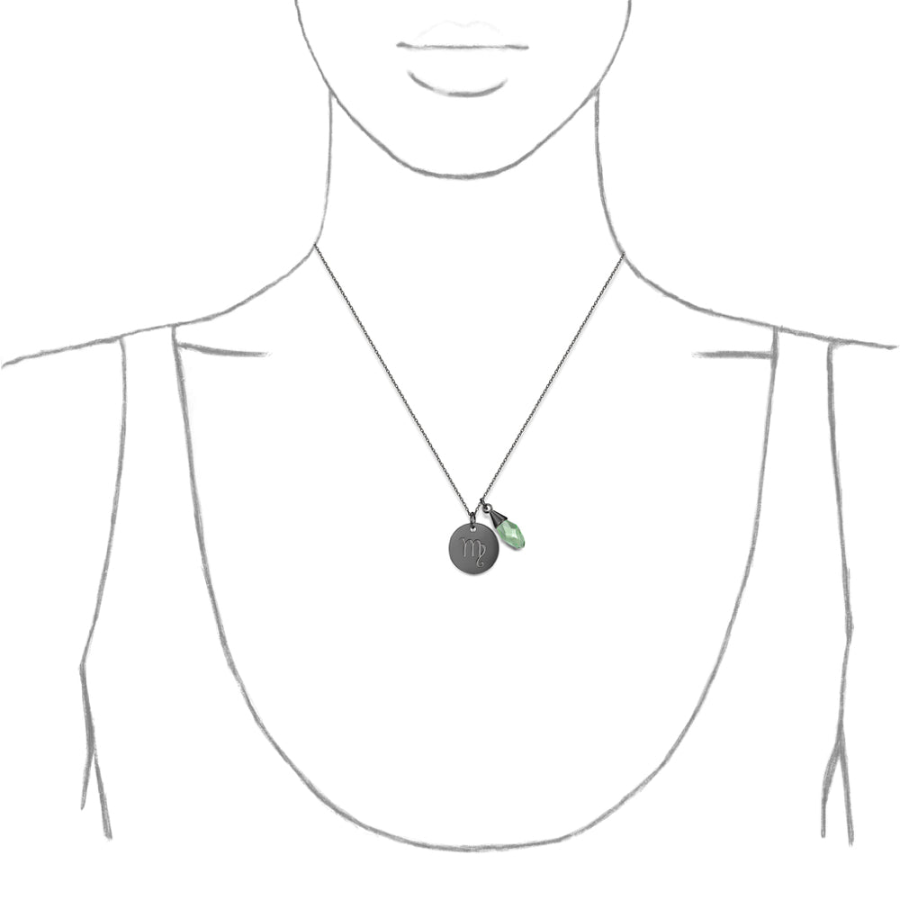 Taylor and Vine Star Signs Virgo Black Necklace with Birth Stone 2