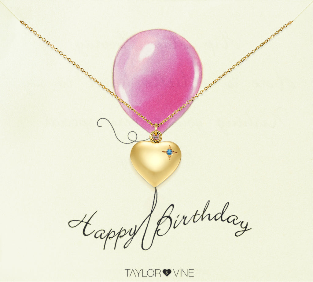 Taylor and Vine Gold Heart Pendant Necklace Engraved Happy 16th Birthday 