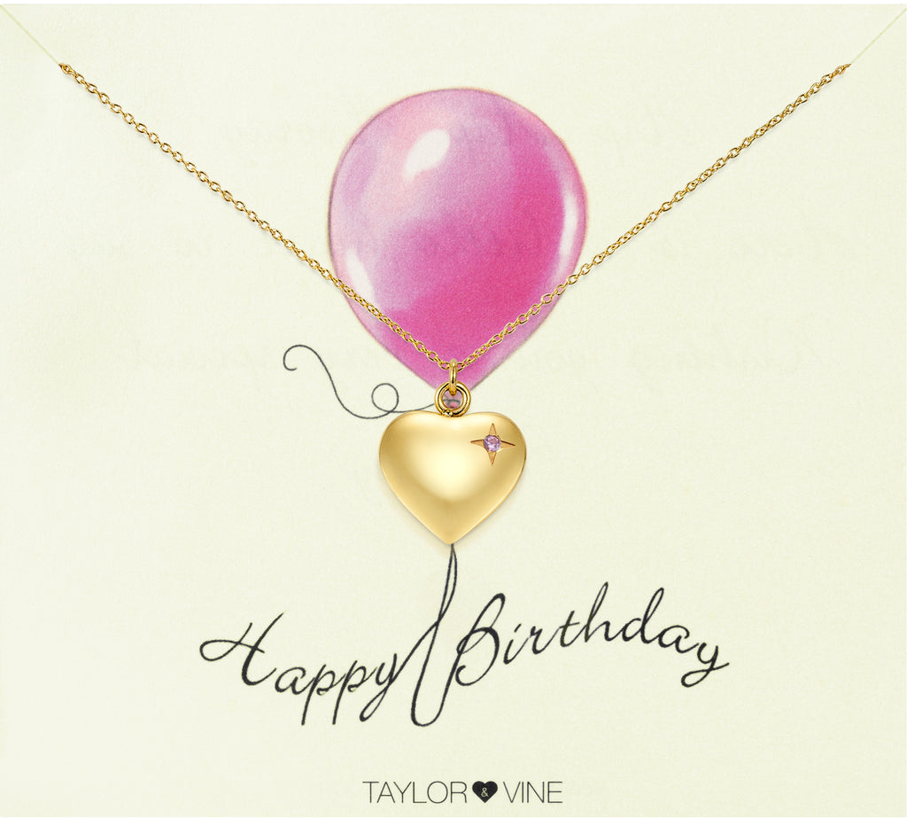 Taylor and Vine Gold Heart Pendant Necklace Engraved Happy 16th Birthday 9
