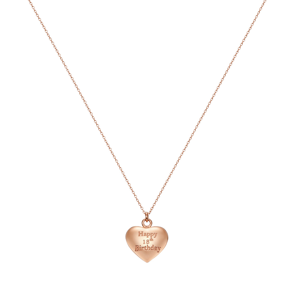 Taylor and Vine Rose Gold Heart Pendant Necklace Engraved Happy 18th Birthday 4