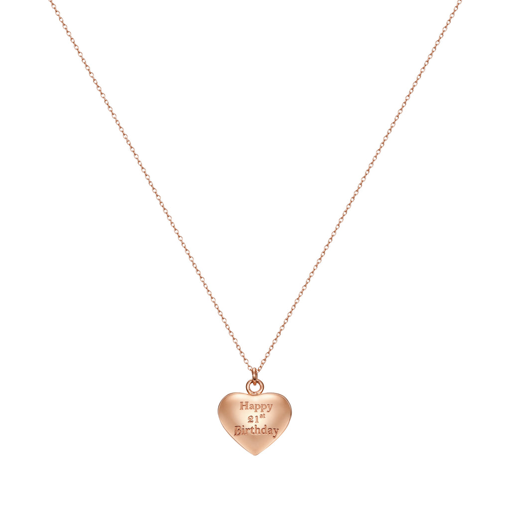 Taylor and Vine Rose Gold Heart Pendant Necklace Engraved Happy 21st Birthday 4
