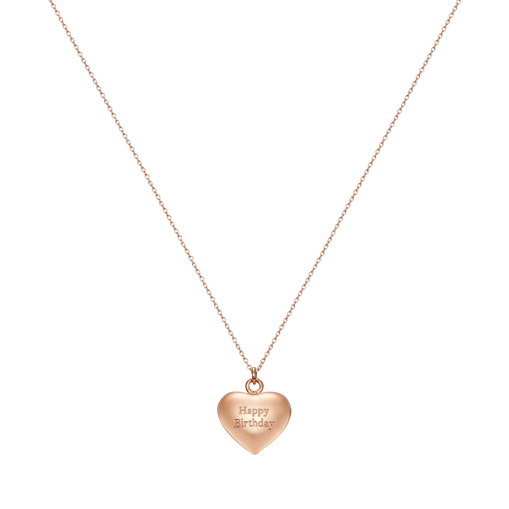 Taylor and Vine Rose Gold Heart Pendant Necklace Engraved Happy Birthday 3