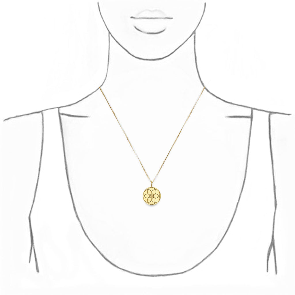 Taylor and Vine Mum to Be Pregnancy Gold Necklace Engraved with the Seed of Life 3