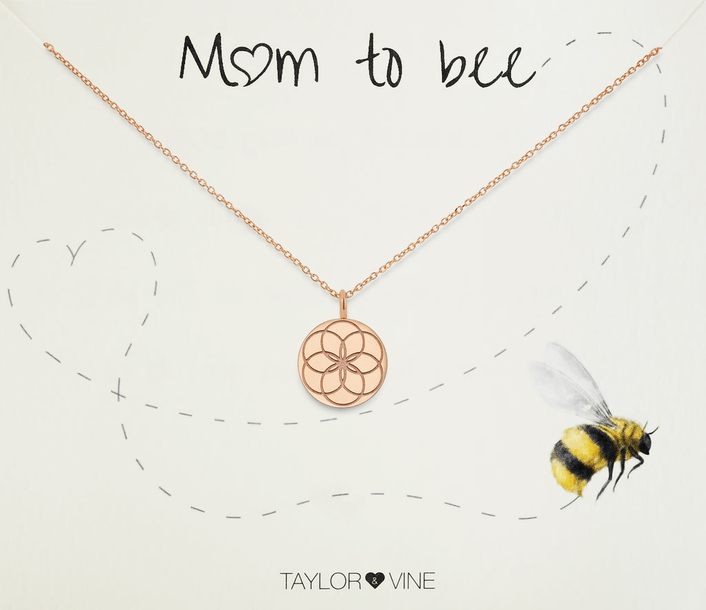 Taylor and Vine Mum to Be Pregnancy Rose Necklace Engraved with the Seed of Life 12