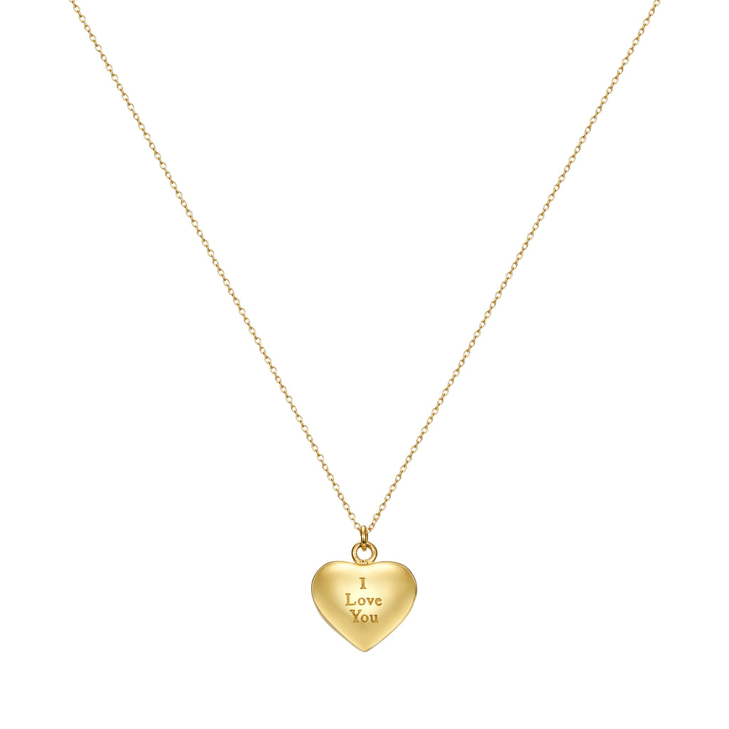 Taylor and Vine Love Letter Heart Pendant Gold Necklace Engraved I Love You 