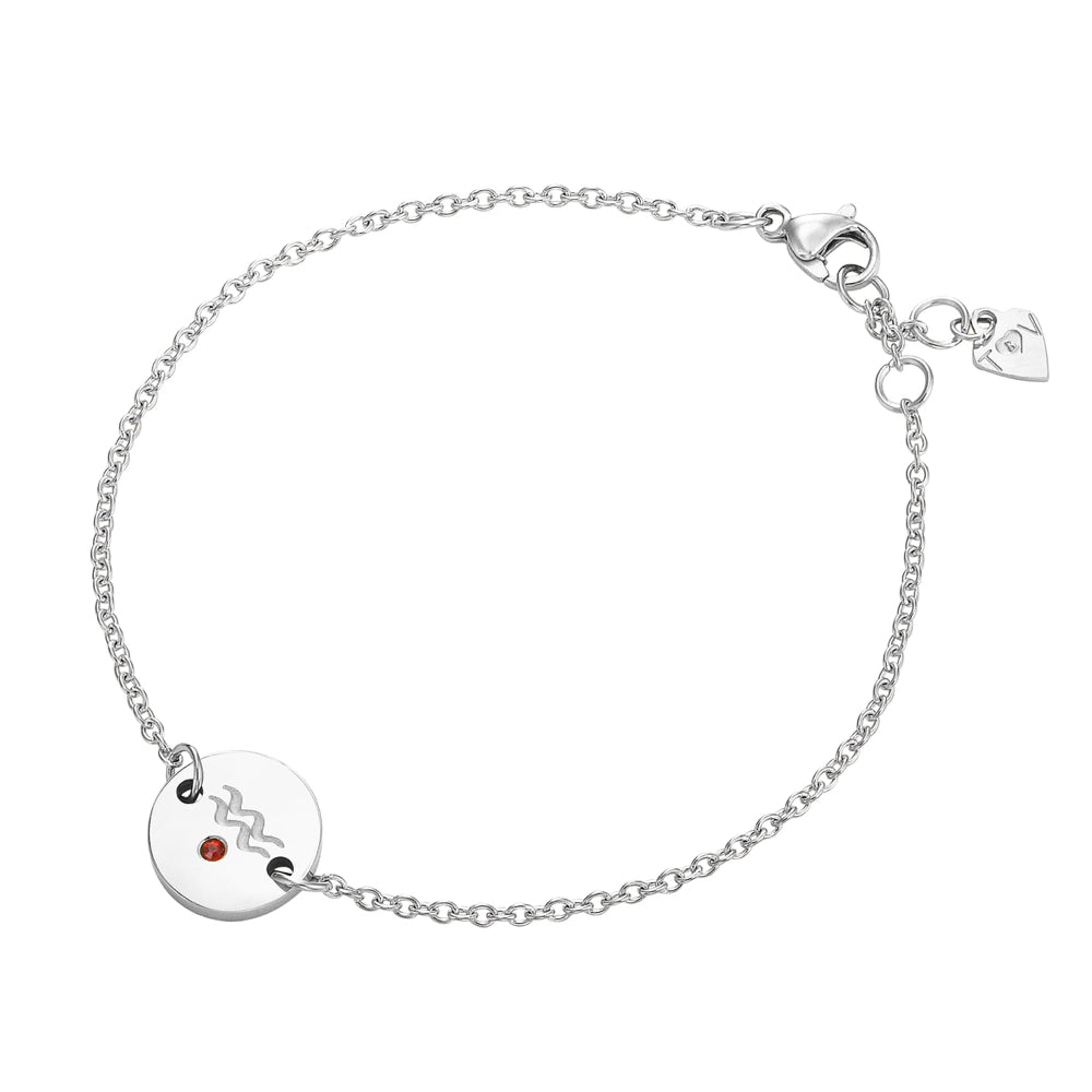 Taylor and Vine Star Signs Aquarius Silver Bracelet with Birth Stone 2
