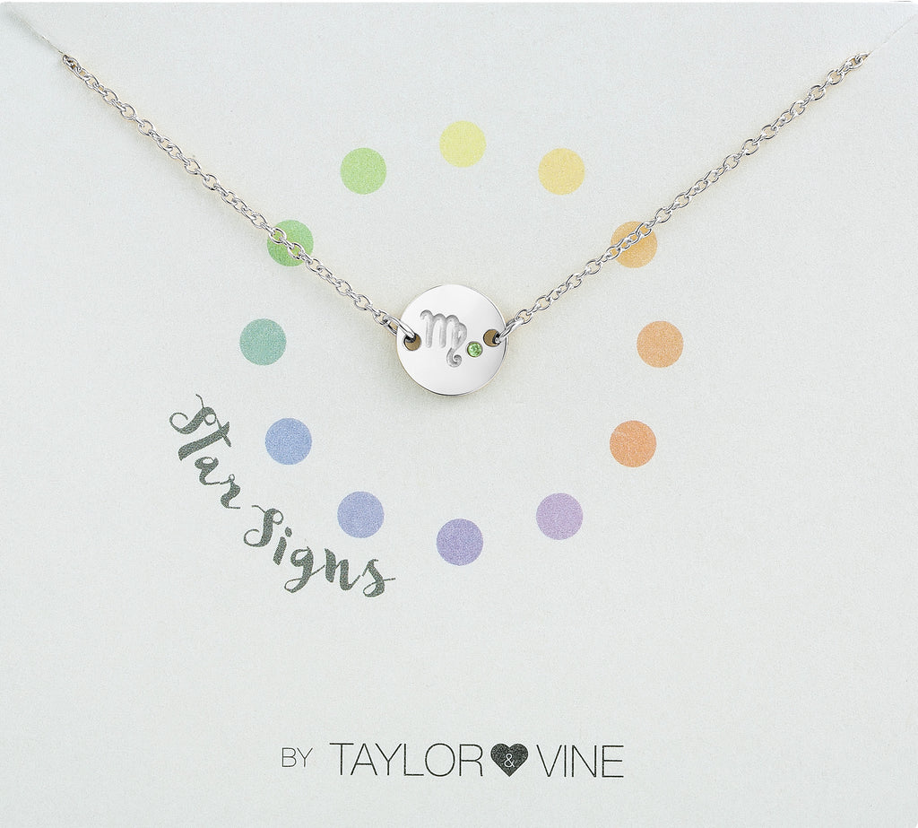 Taylor and Vine Star Signs Virgo Silver Bracelet with Birth Stone