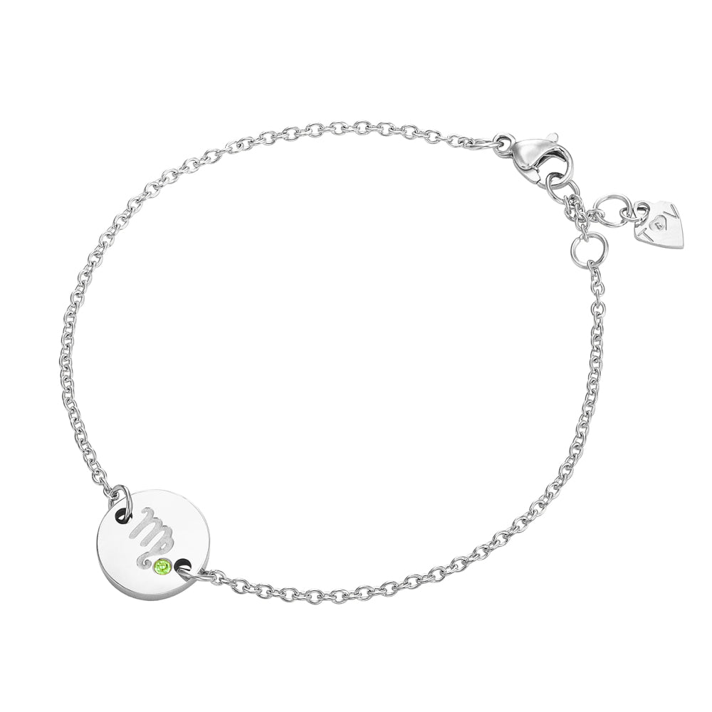 Taylor and Vine Star Signs Virgo Silver Bracelet with Birth Stone 1
