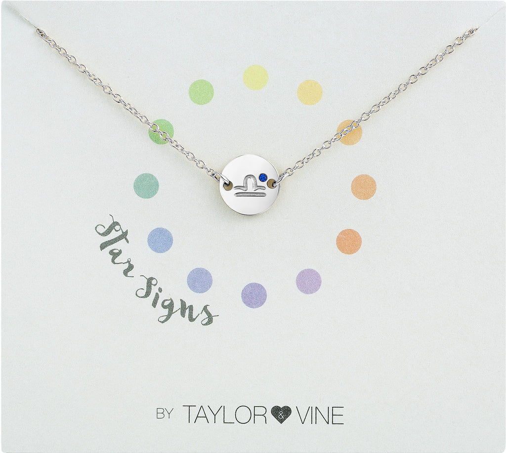 Taylor and Vine Star Signs Libra Silver Bracelet with Birth Stone
