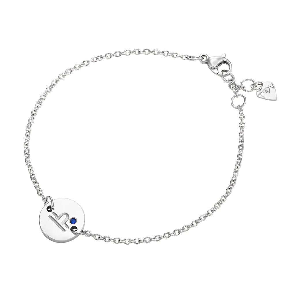 Taylor and Vine Star Signs Libra Silver Bracelet with Birth Stone 1