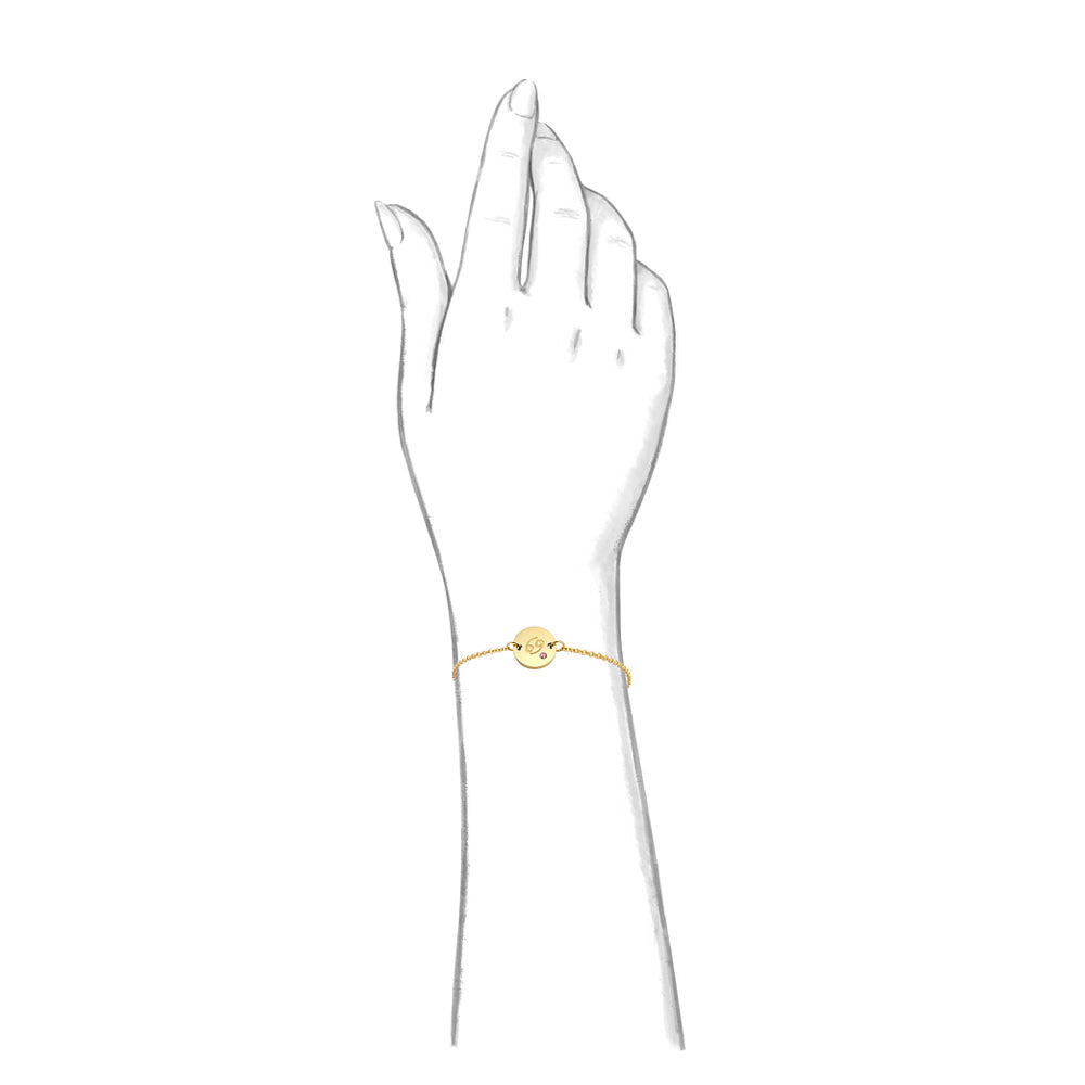 Taylor and Vine Star Signs Cancer Gold Bracelet with Birth Stone 2