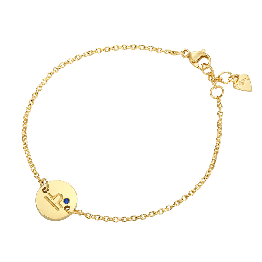 Taylor and Vine Star Signs Libra Gold Bracelet with Birth Stone 1