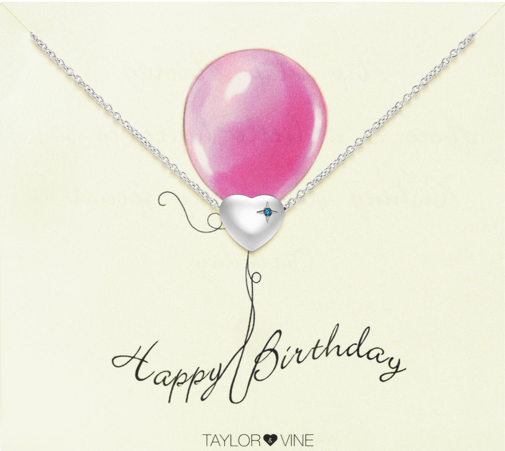 Taylor and Vine Silver Heart Pendant Bracelet Engraved Happy Birthday 