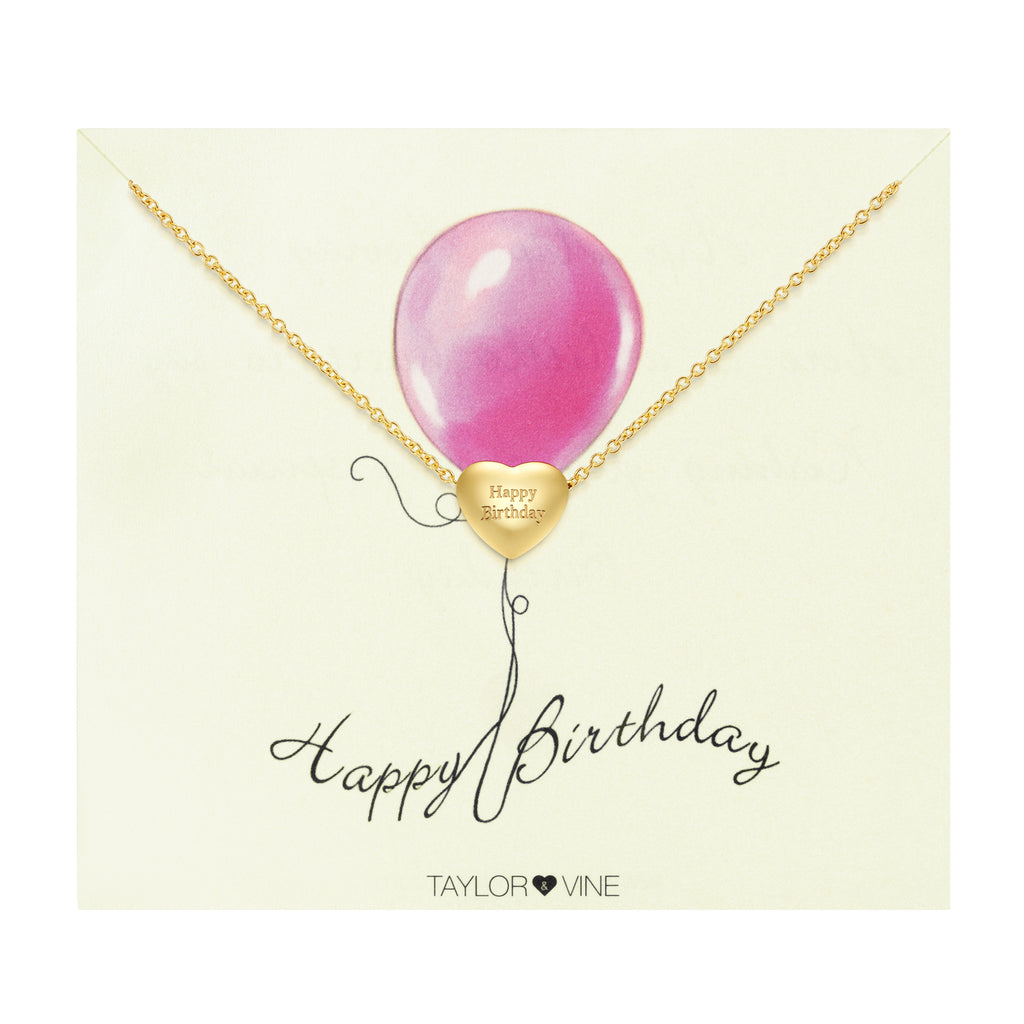 Taylor and Vine Gold Heart Pendant Bracelet Engraved Happy Birthday 20