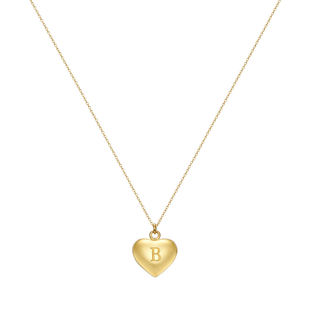 Taylor and Vine Love Letter B Heart Pendant Gold Necklace Engraved I Love You 1