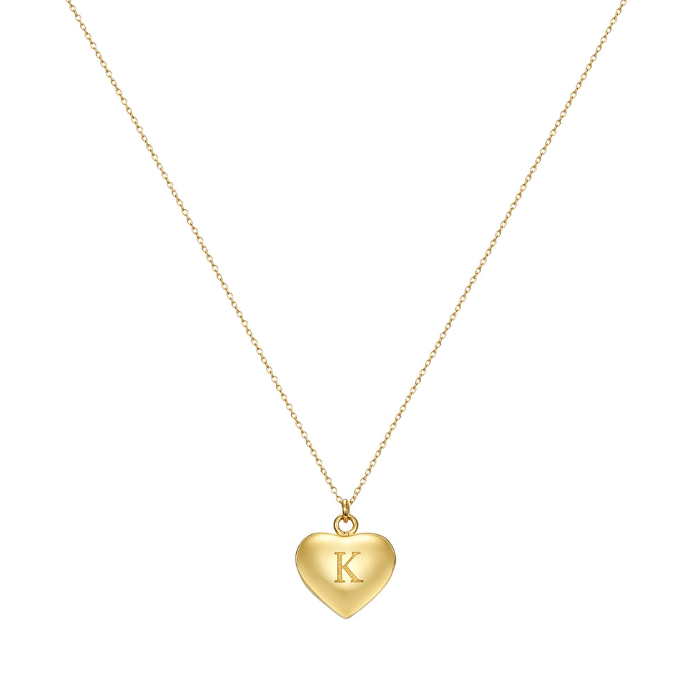 Taylor and Vine Love Letter K Heart Pendant Gold Necklace Engraved I Love You 1