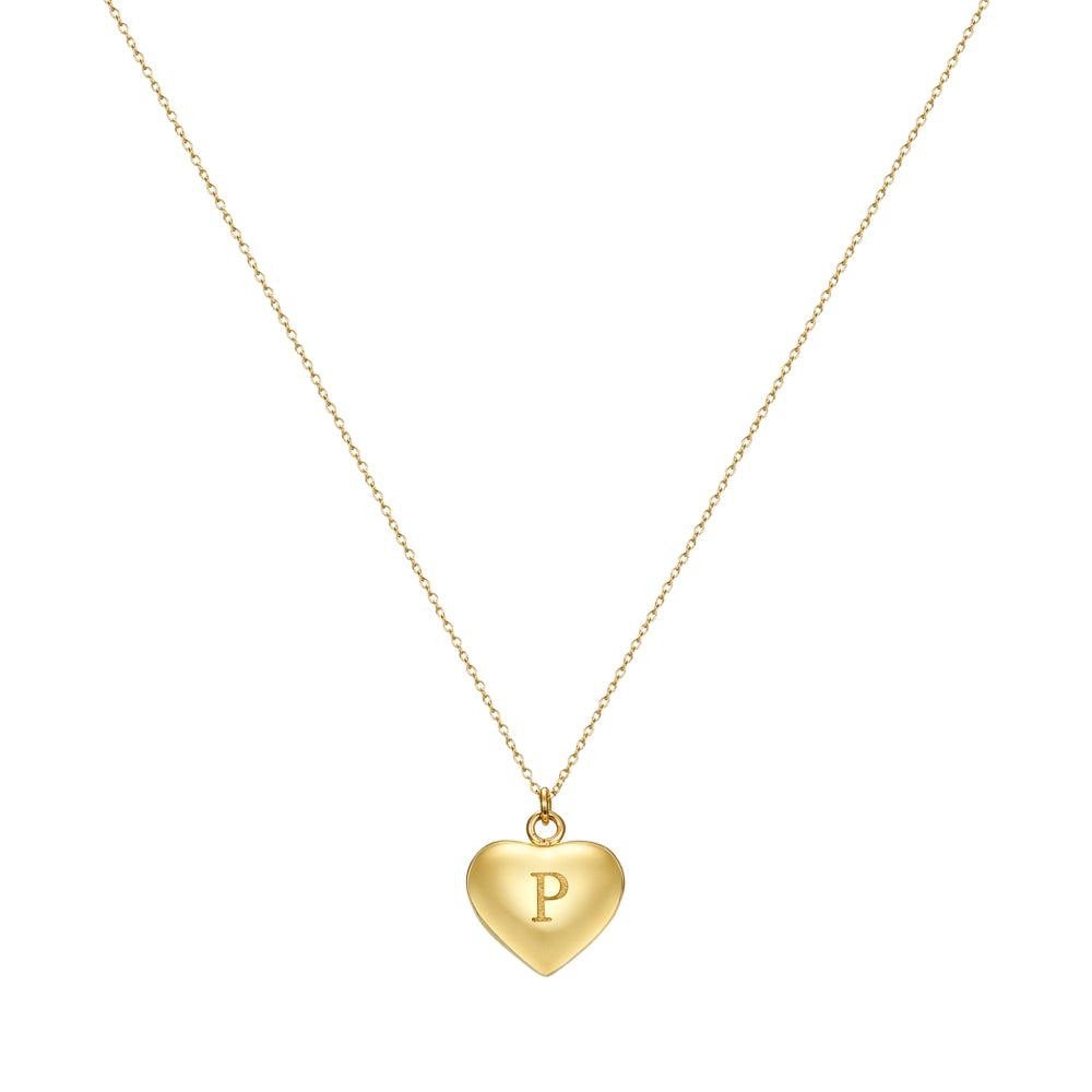 Taylor and Vine Love Letter P Heart Pendant Gold Necklace Engraved I Love You 1