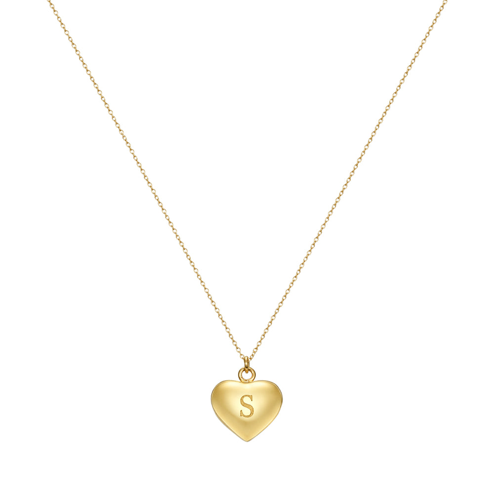 Taylor and Vine Love Letter S Heart Pendant Gold Necklace Engraved I Love You 1