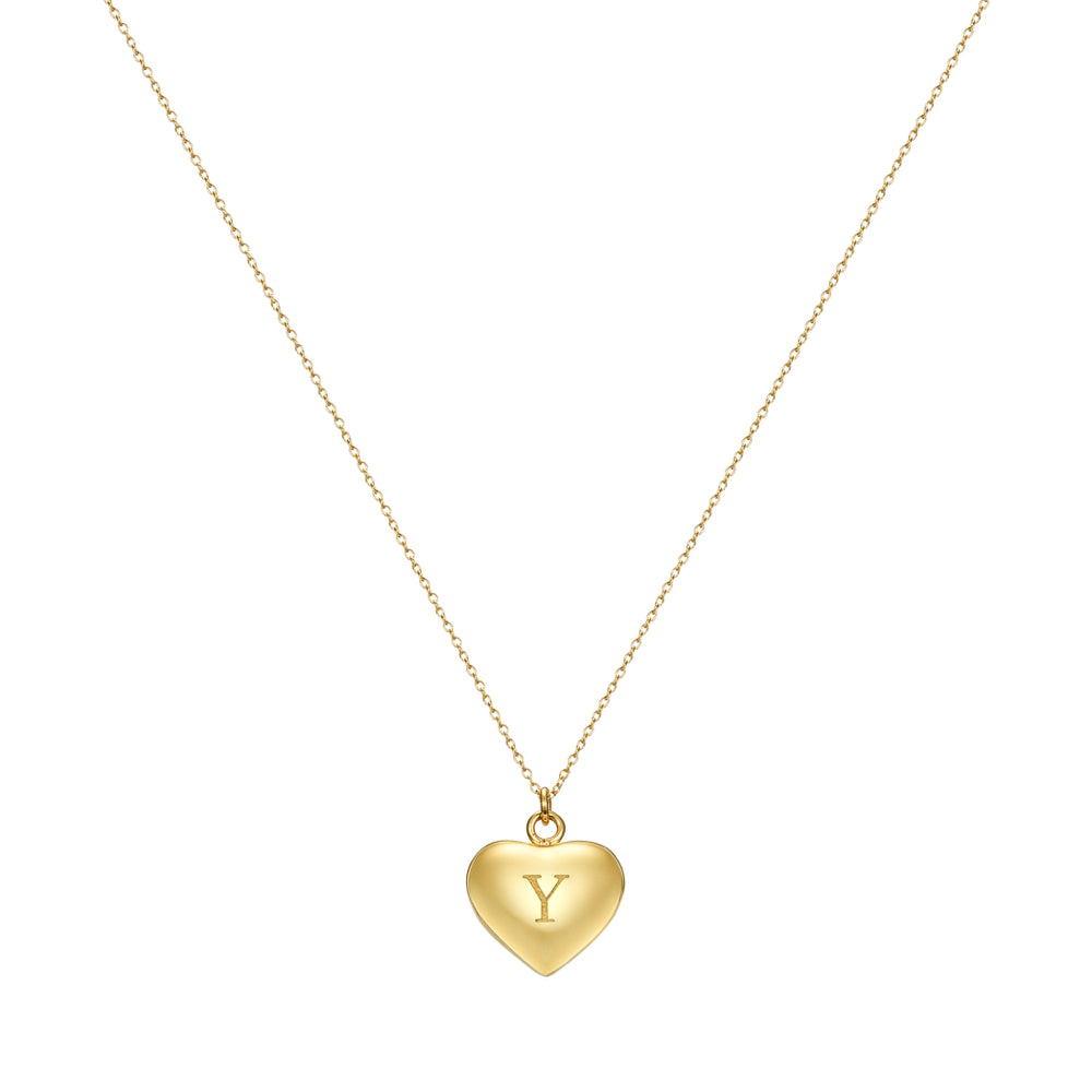 Taylor and Vine Love Letter Y Heart Pendant Gold Necklace Engraved I Love You 1