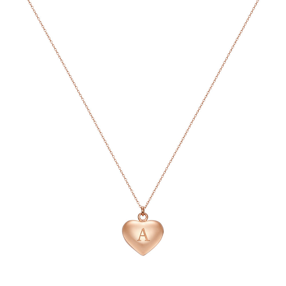 Taylor and Vine Love Letter A Heart Pendant Rose Gold Necklace Engraved I Love You 1