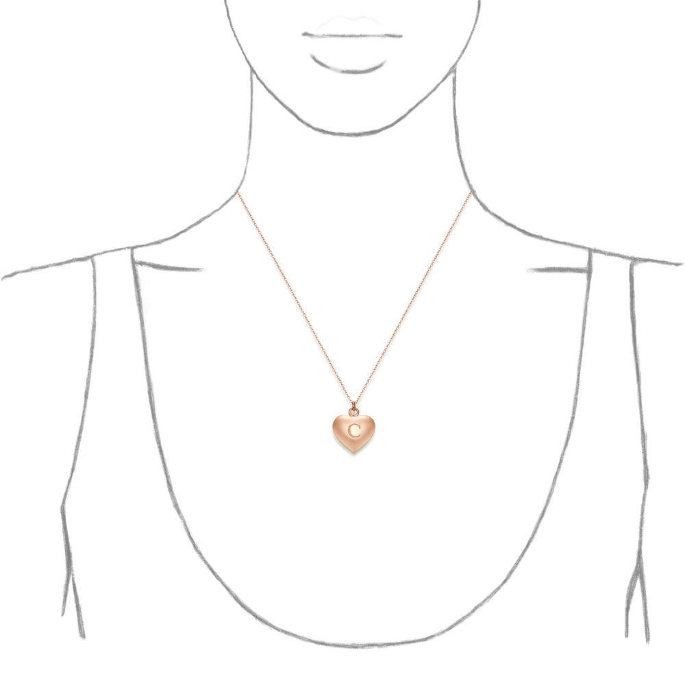 Taylor and Vine Love Letter C Heart Pendant Rose Gold Necklace Engraved I Love You 2