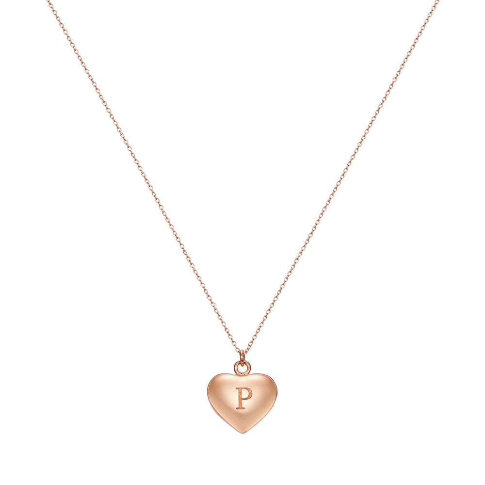 Taylor and Vine Love Letter P Heart Pendant Rose Gold Necklace Engraved I Love You 1